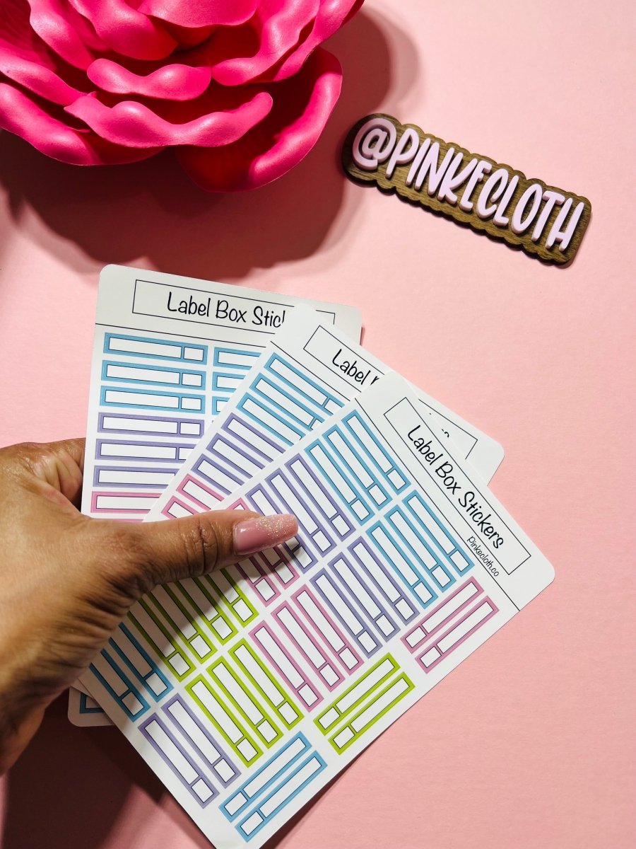 Label Box stickers | multi colored planner stickers | Expense tracking | Budget stickers | 34 count | Labels - PinkeCloth