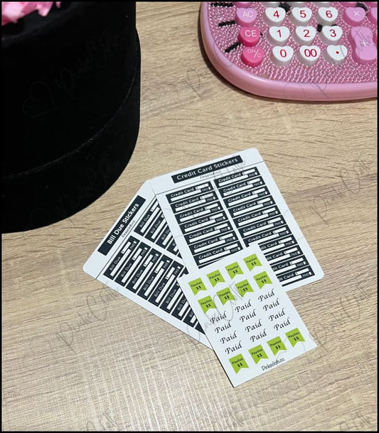 Mini Black Minimalist Budget Starter Pack Stickers | Multi Colored Planner Pay Bills Debt Stick Ers