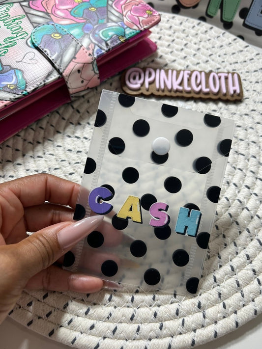 Mini Polka Dot Clear CASH envelope - PinkeCloth