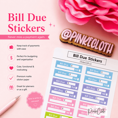 Multi Color Bill Due Stickers 22 ct - PinkeCloth