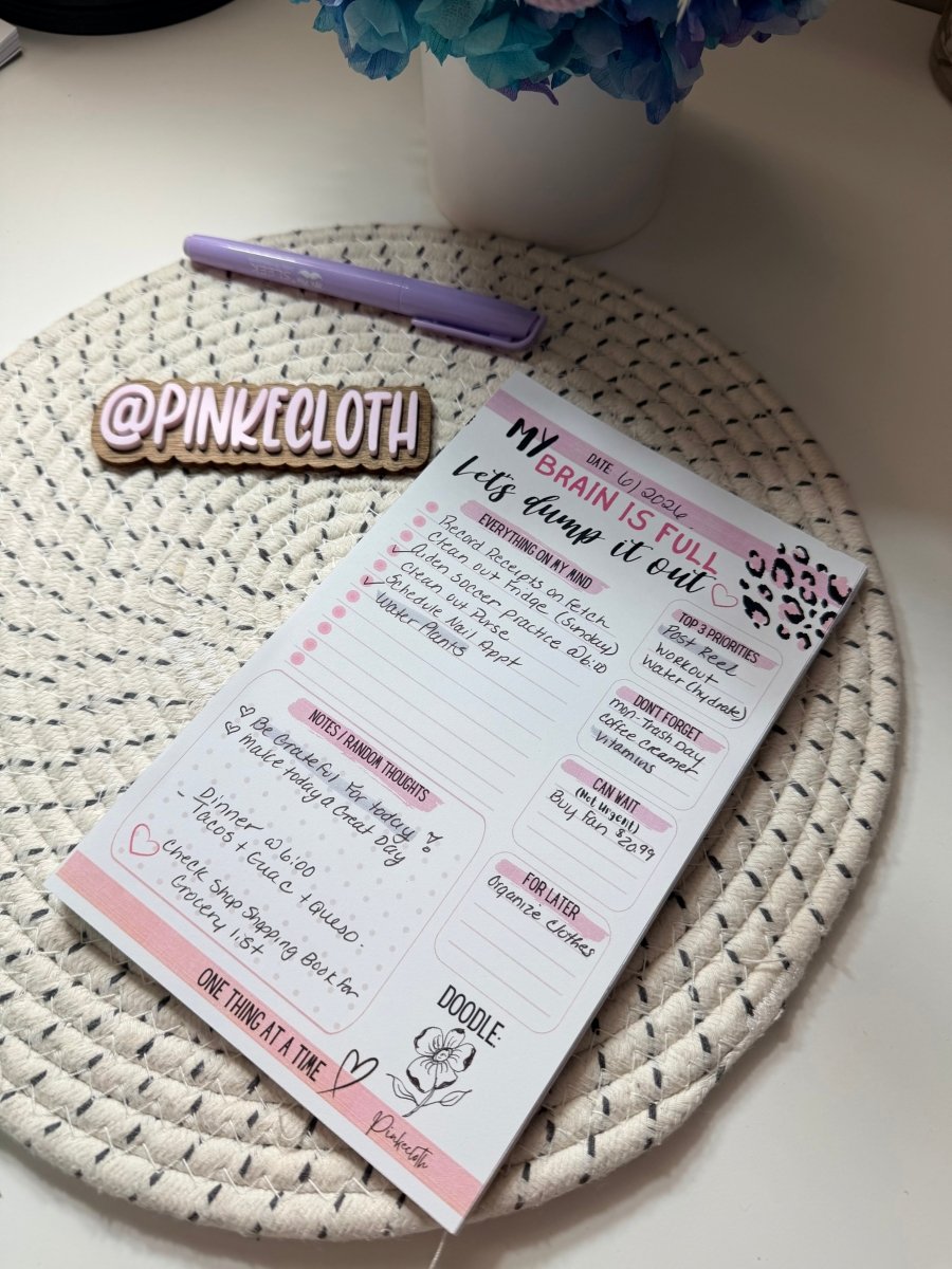 My Brain Is Full Brain Dump Pad | ADHD Notepad for Women | Brain Dump Planner | Productivity Pad | To Do List Notepad | Mental Clarity Planner - PinkeCloth