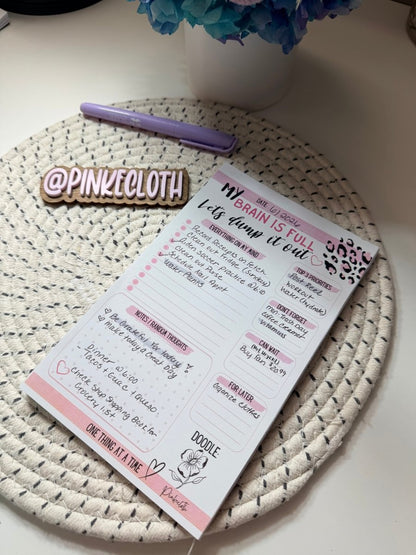 My Brain Is Full Brain Dump Pad | ADHD Notepad for Women | Brain Dump Planner | Productivity Pad | To Do List Notepad | Mental Clarity Planner - PinkeCloth