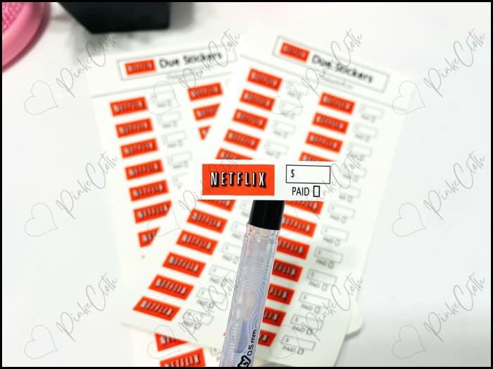 Netflix Due Budget Stickers | Subscription Planner Pay Bills Debt 24 Count