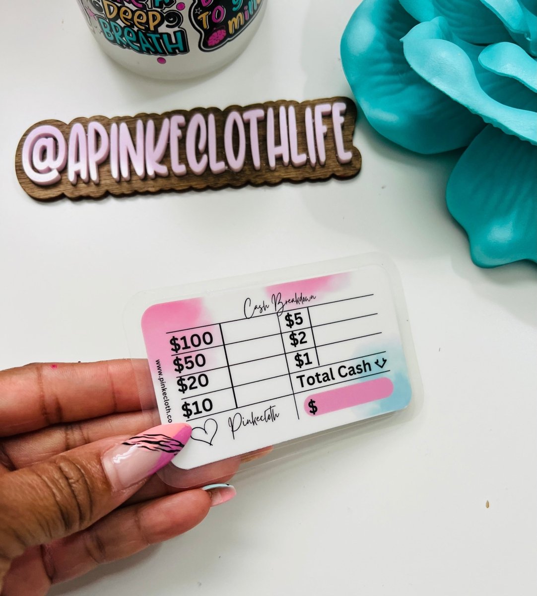 REUSABLE Cash Breakdown Splash Bank Teller Slip | Laminated Cash Card ...