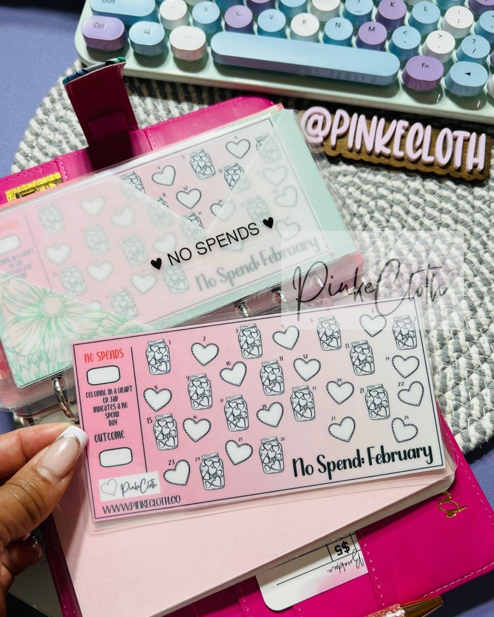 No Spend FEBRUARY A6 tracker - PinkeCloth