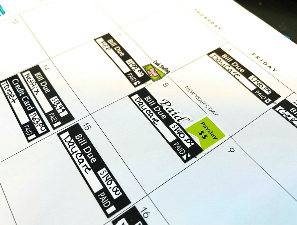 Paid / Paid Budget stickers | planner stickers | bills paid | paycheck stickers | 24 count - PinkeCloth