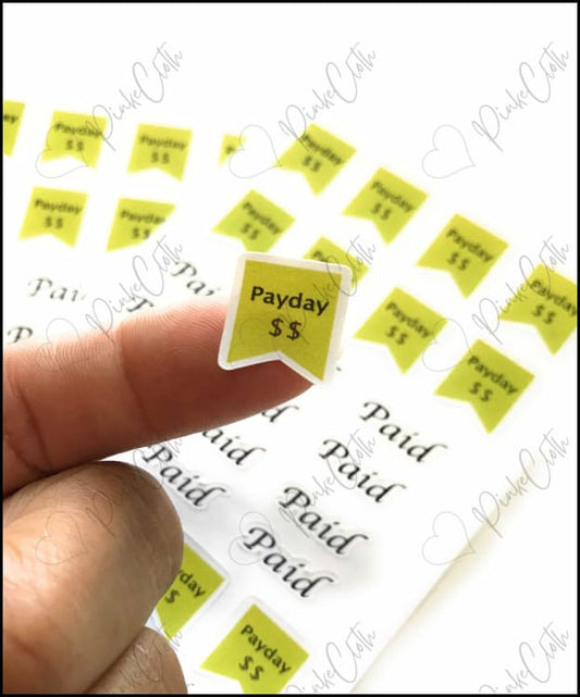 Payday / Paid Budget Stickers | Planner Paycheck 24 Count