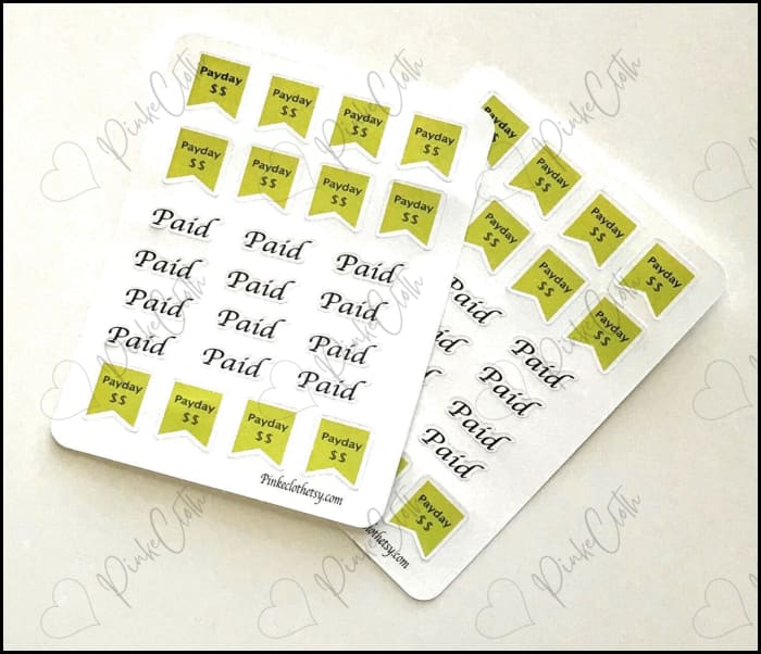 Payday / Paid Budget Stickers | Planner Paycheck 24 Count