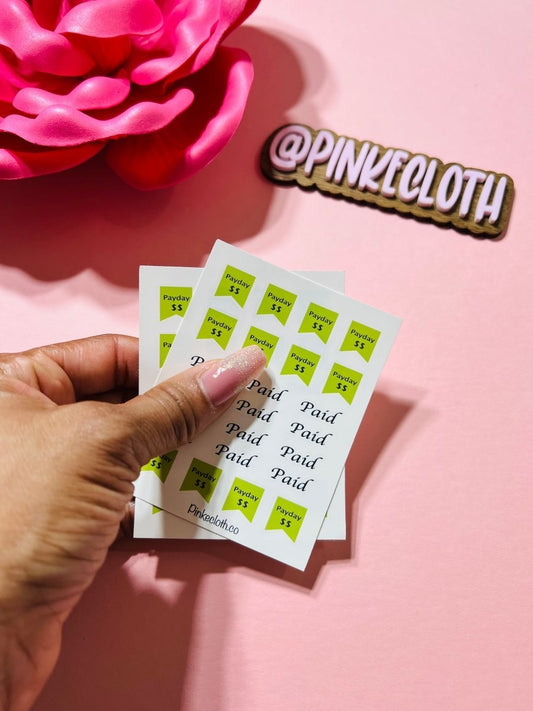 PayDay / Paid Budget stickers | planner stickers | paycheck stickers | 24 count - PinkeCloth