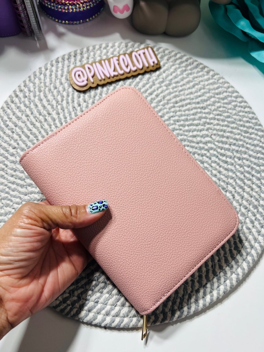 Pink / Blush Pebbled A7 Zip wallet - PinkeCloth