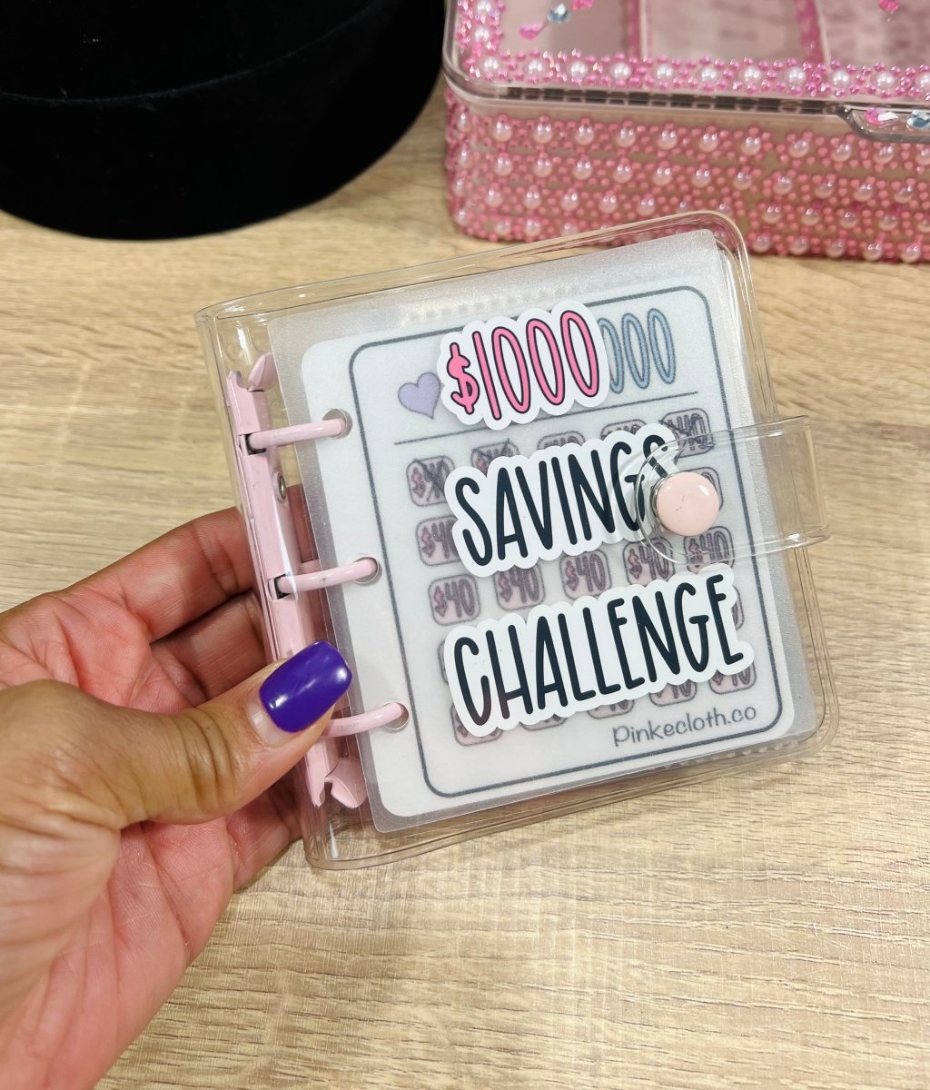 PINK REUSABLE $1000 Savings Challenge Binder - PinkeCloth