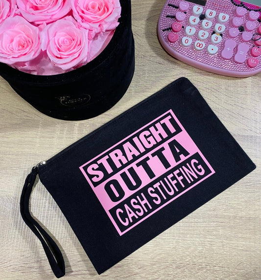 PINK Straight Outta Cash Stuffing BLACK Zipper Pouch - PinkeCloth