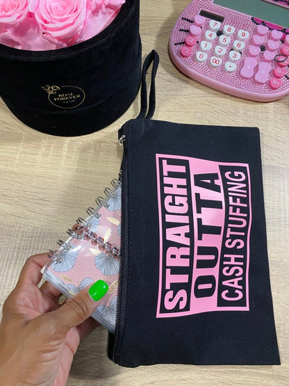 PINK Straight Outta Cash Stuffing BLACK Zipper Pouch - PinkeCloth