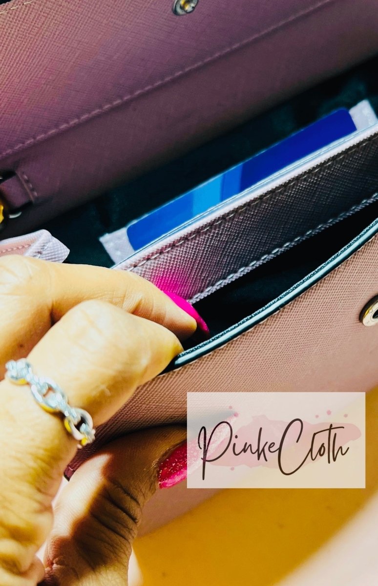 PINKECLOTH MIDNIGHT BLACK Saffiano Cash wristlet with 5 Envelopes - PinkeCloth