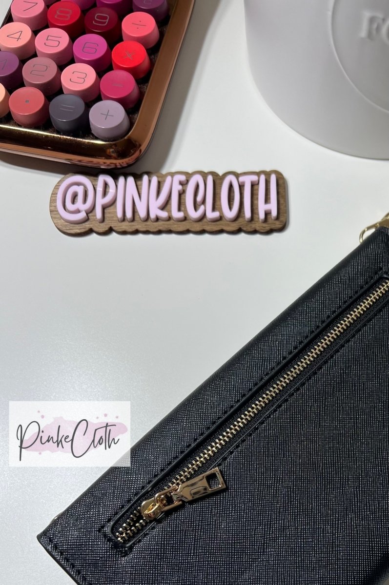 PINKECLOTH MIDNIGHT BLACK Saffiano Cash wristlet with 5 Envelopes - PinkeCloth