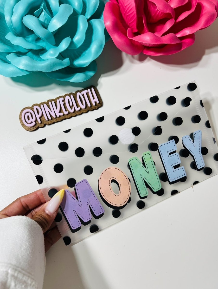 Polka Dot Clear MONEY envelope - PinkeCloth