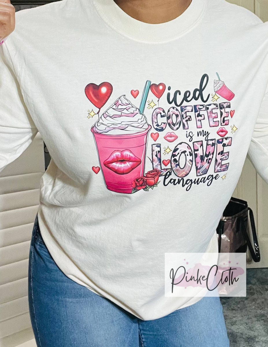 (PRE Order) Vanilla Bean ICED COFFEE LOVE LANGUAGE long Shirt - PinkeCloth
