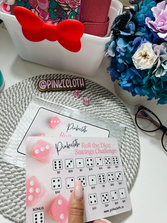 Roll The Dice A5 savings Challenge ( dice included) - PinkeCloth