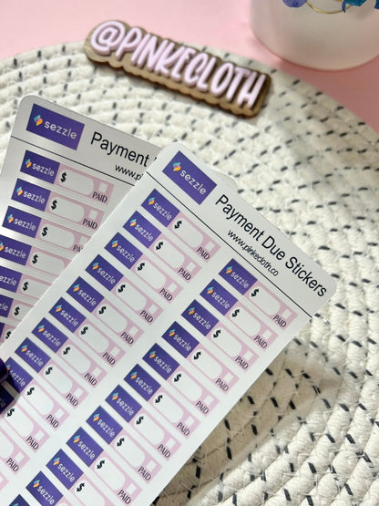 SEZZLE Payment Due Budget stickers | planner stickers | 26 count - PinkeCloth