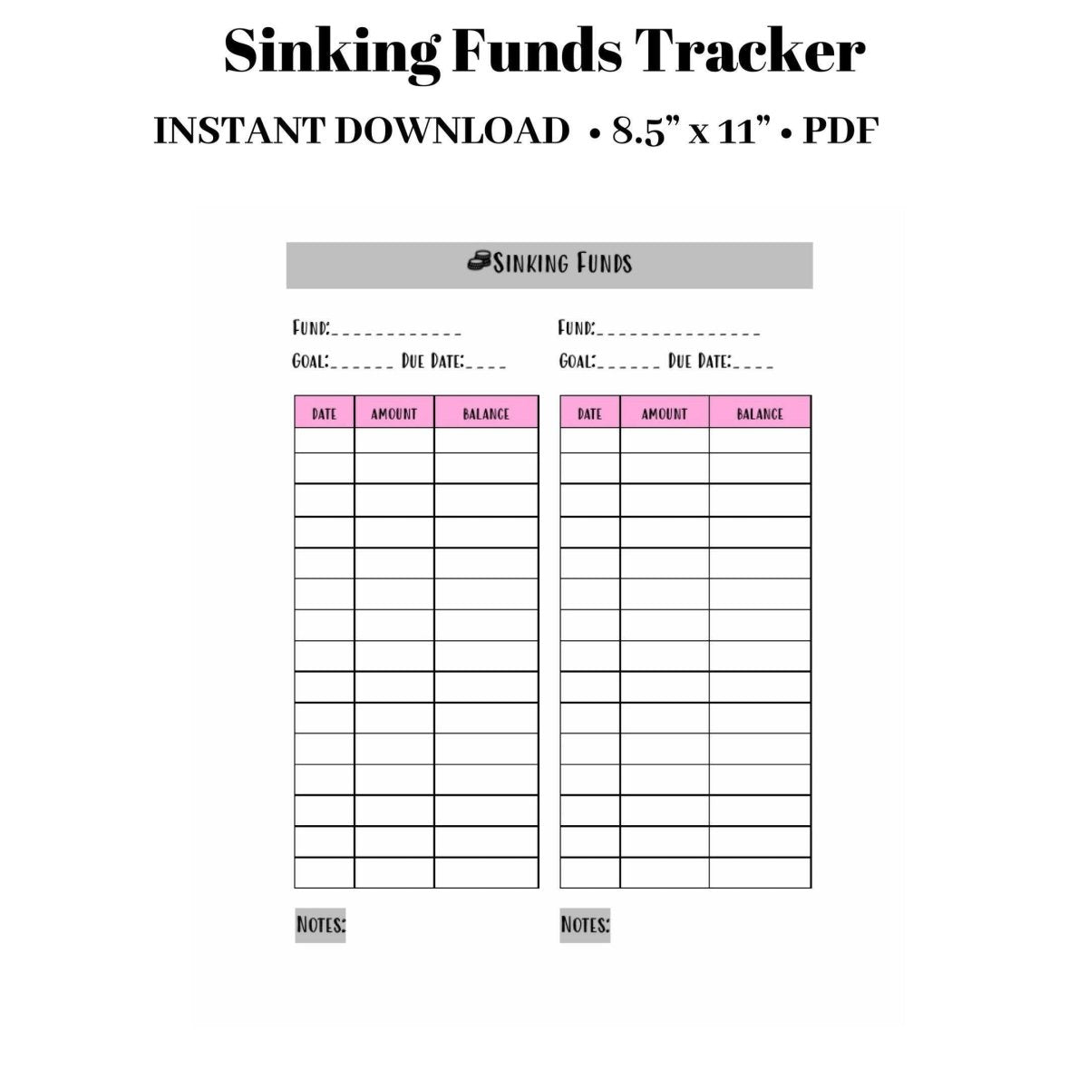 Sinking Funds Tracker | Savings tracker | Debt Goal tracker PDF INSTANT DOWNLOAD | - PinkeCloth