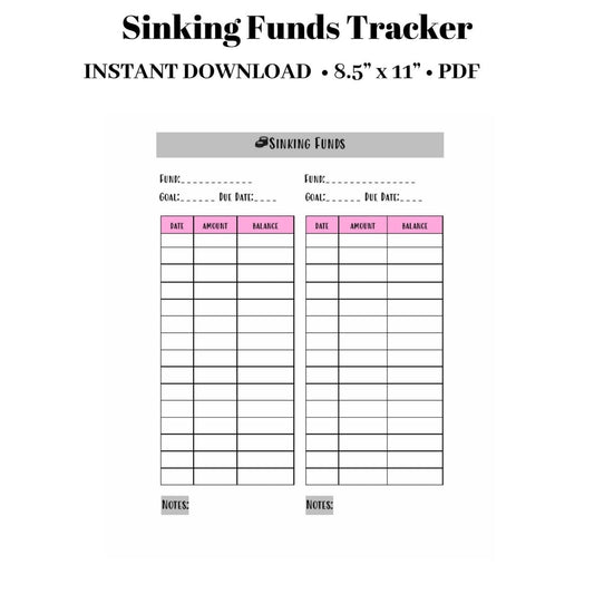 Sinking Funds Tracker | Savings tracker | Debt Goal tracker PDF INSTANT DOWNLOAD | - PinkeCloth