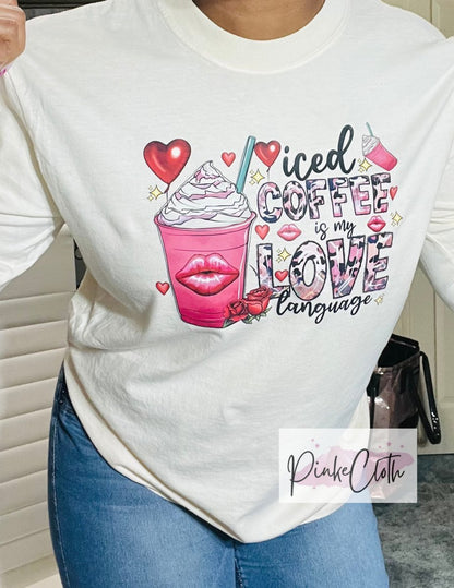 Vanilla Bean ICED COFFEE LOVE LANGUAGE | Long sleeve shirt - PinkeCloth